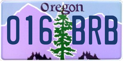 OR license plate 016BRB