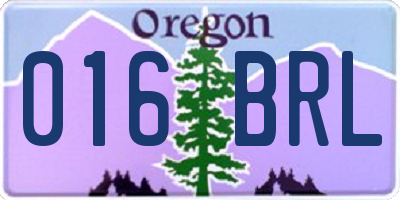OR license plate 016BRL