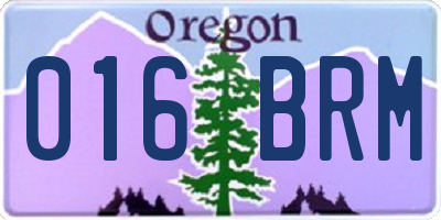 OR license plate 016BRM