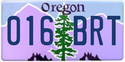 OR license plate 016BRT