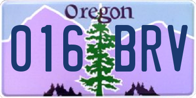 OR license plate 016BRV
