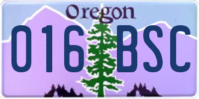 OR license plate 016BSC