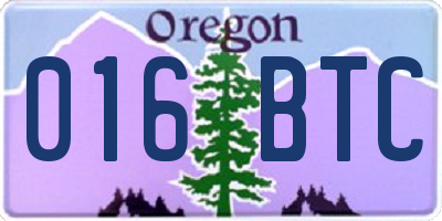 OR license plate 016BTC
