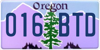 OR license plate 016BTD