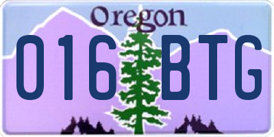 OR license plate 016BTG