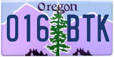 OR license plate 016BTK