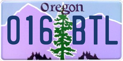 OR license plate 016BTL