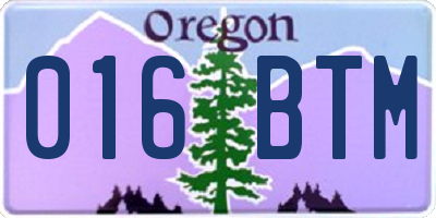 OR license plate 016BTM