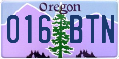 OR license plate 016BTN
