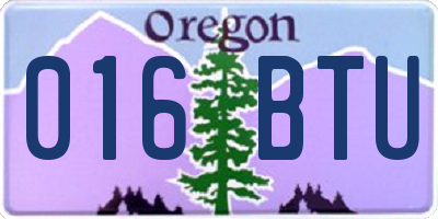 OR license plate 016BTU