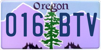 OR license plate 016BTV