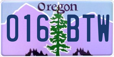 OR license plate 016BTW