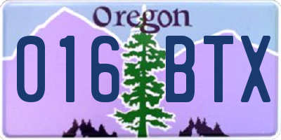 OR license plate 016BTX