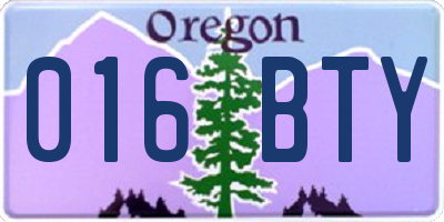 OR license plate 016BTY