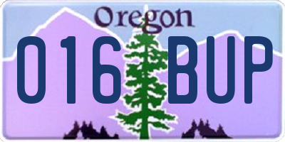 OR license plate 016BUP