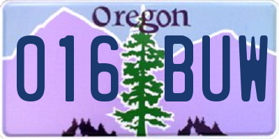 OR license plate 016BUW