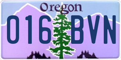 OR license plate 016BVN