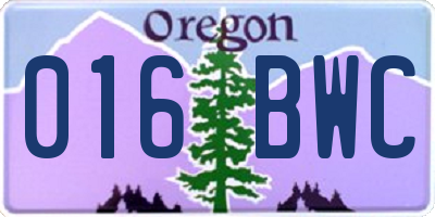 OR license plate 016BWC