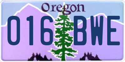 OR license plate 016BWE