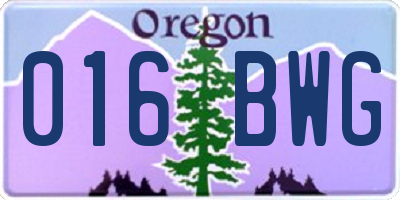 OR license plate 016BWG