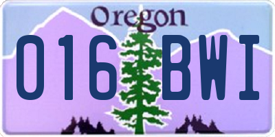 OR license plate 016BWI