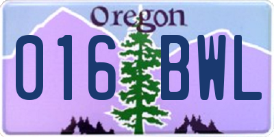 OR license plate 016BWL