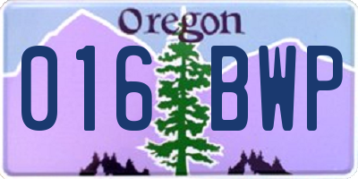 OR license plate 016BWP