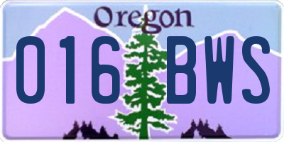 OR license plate 016BWS