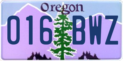 OR license plate 016BWZ