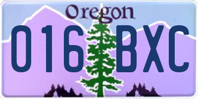 OR license plate 016BXC
