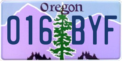 OR license plate 016BYF