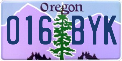 OR license plate 016BYK