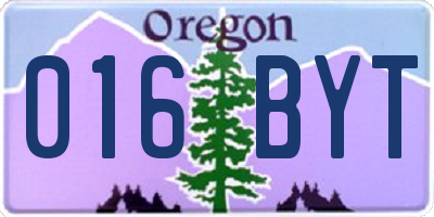 OR license plate 016BYT