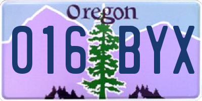 OR license plate 016BYX