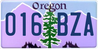 OR license plate 016BZA
