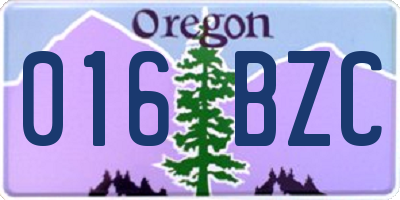 OR license plate 016BZC