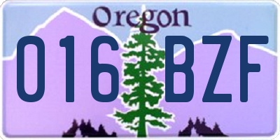 OR license plate 016BZF