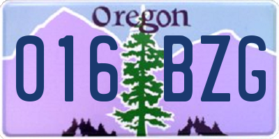 OR license plate 016BZG