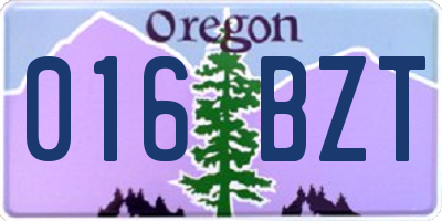 OR license plate 016BZT