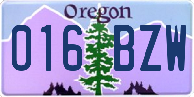 OR license plate 016BZW
