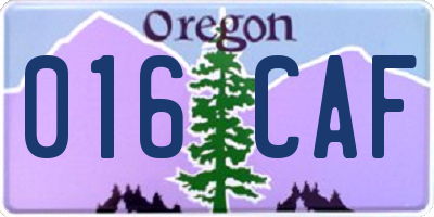 OR license plate 016CAF