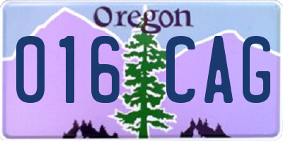 OR license plate 016CAG