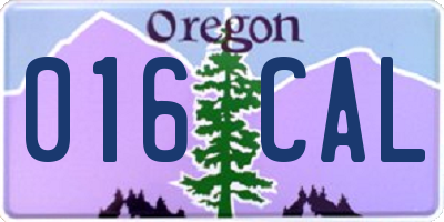 OR license plate 016CAL