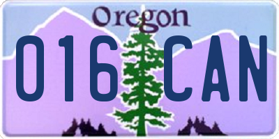 OR license plate 016CAN