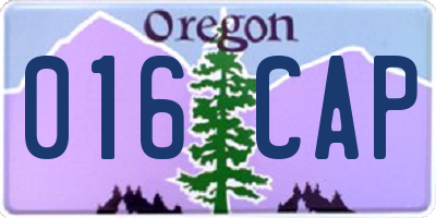 OR license plate 016CAP
