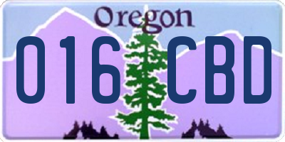 OR license plate 016CBD
