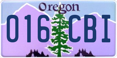 OR license plate 016CBI