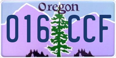 OR license plate 016CCF