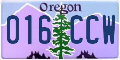 OR license plate 016CCW