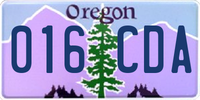 OR license plate 016CDA